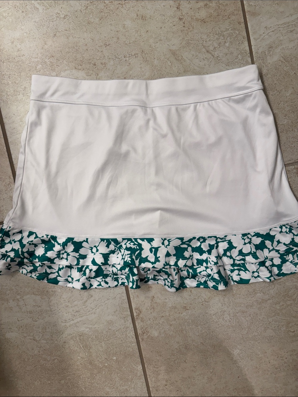 Grand Slam White Skort with green Floral Ruffle